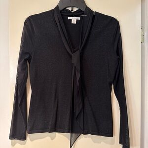 Elegant Black Sheer Long Sleeve Top